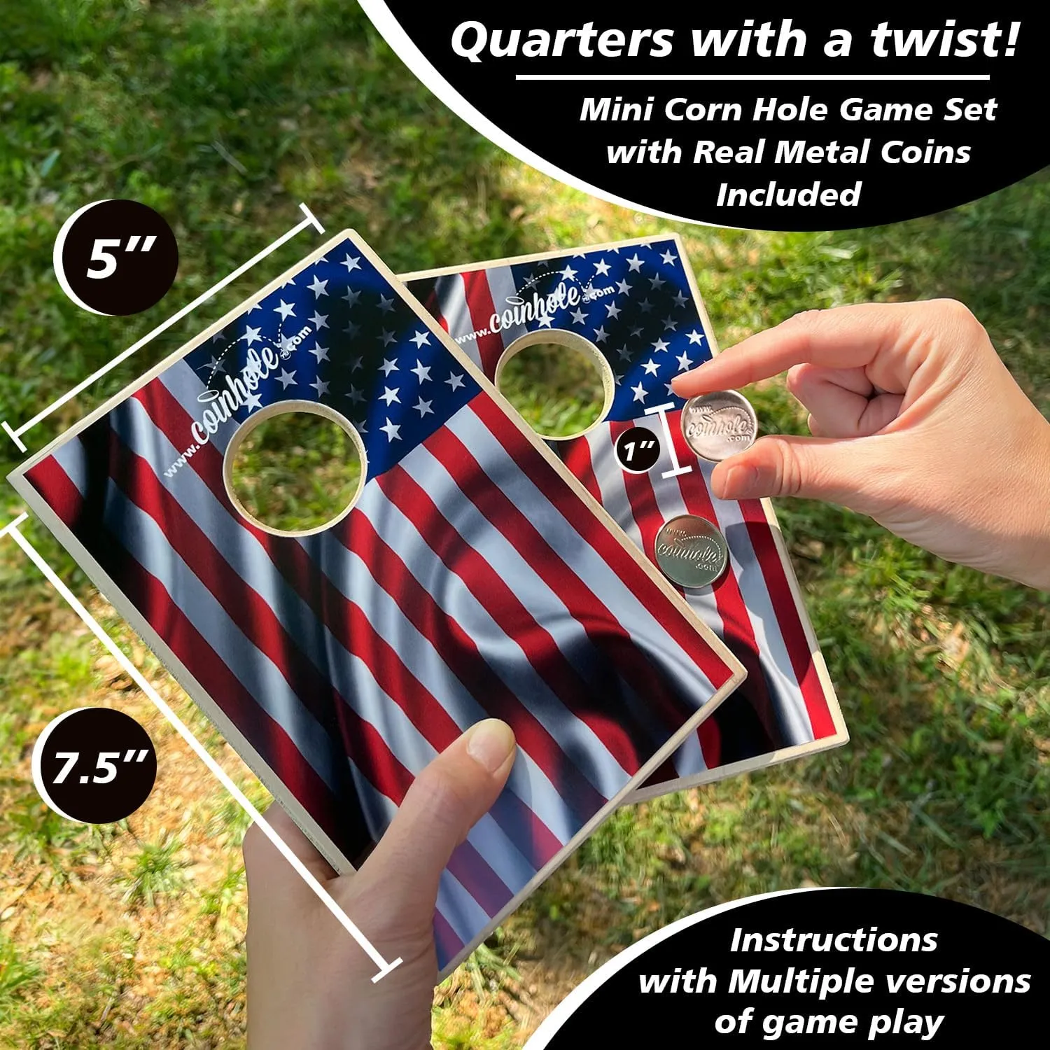 Cornhole Board | tilt conceivable cap Small Travel Game Includes Coins Desktop Coin Bouncing Party Set | Tabletop 