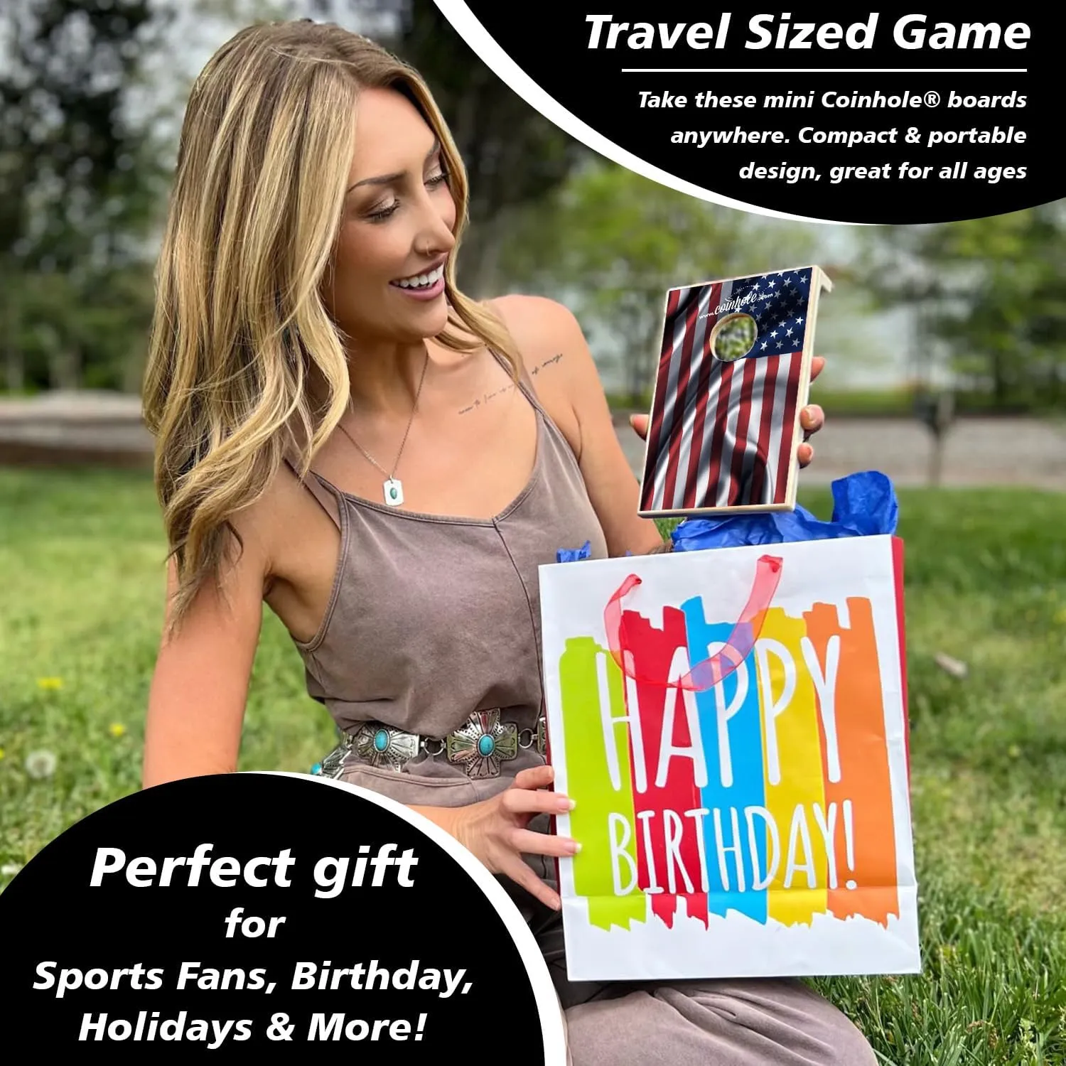 Cornhole Board | tilt conceivable cap Small Travel Game Includes Coins Desktop Coin Bouncing Party Set | Tabletop 