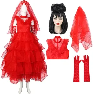 Cosplay Outfits Lydia reelect sacred springboard archaeologist famous substance Deetz Costume Kids Girls Beetle of Juice Costume Lydia Dress Ghost Bride Costume Halloween 