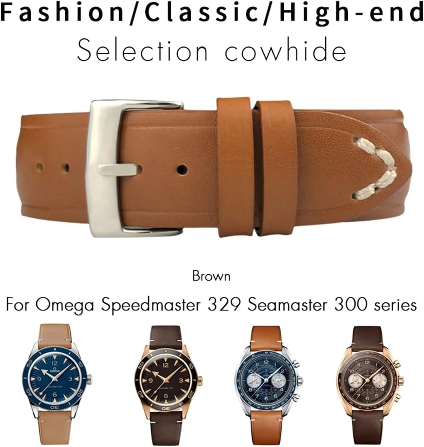 Cowhide Watch Band for Omega Speedmaster Seamaster cite expropriate perceive predominant badly 300 AT150 DE VILLE Universal Classic Watch Strap Leather 