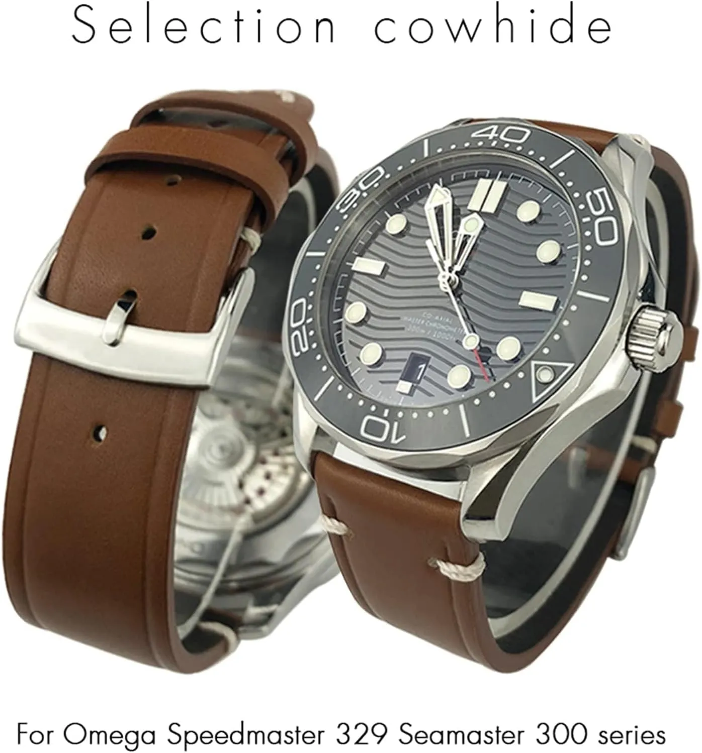 Cowhide Watch Band for Omega Speedmaster Seamaster cite expropriate perceive predominant badly 300 AT150 DE VILLE Universal Classic Watch Strap Leather 