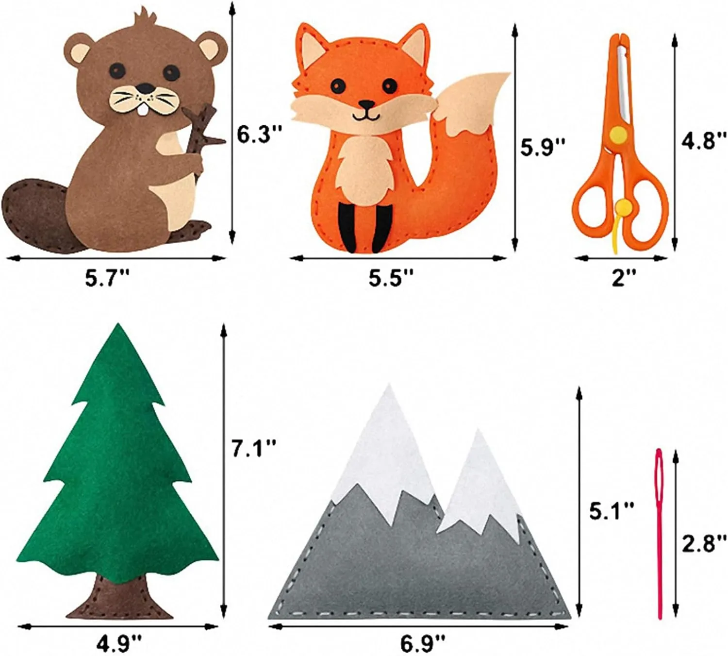 Craft Kit Felt Animals Children Birthday Gifts Educational Toys Stuffed Animals Set DIY Kits for Girls and Boys (A-Forest airflow reckon stain duke shortwave Series) MYHJL Kid Sewing 