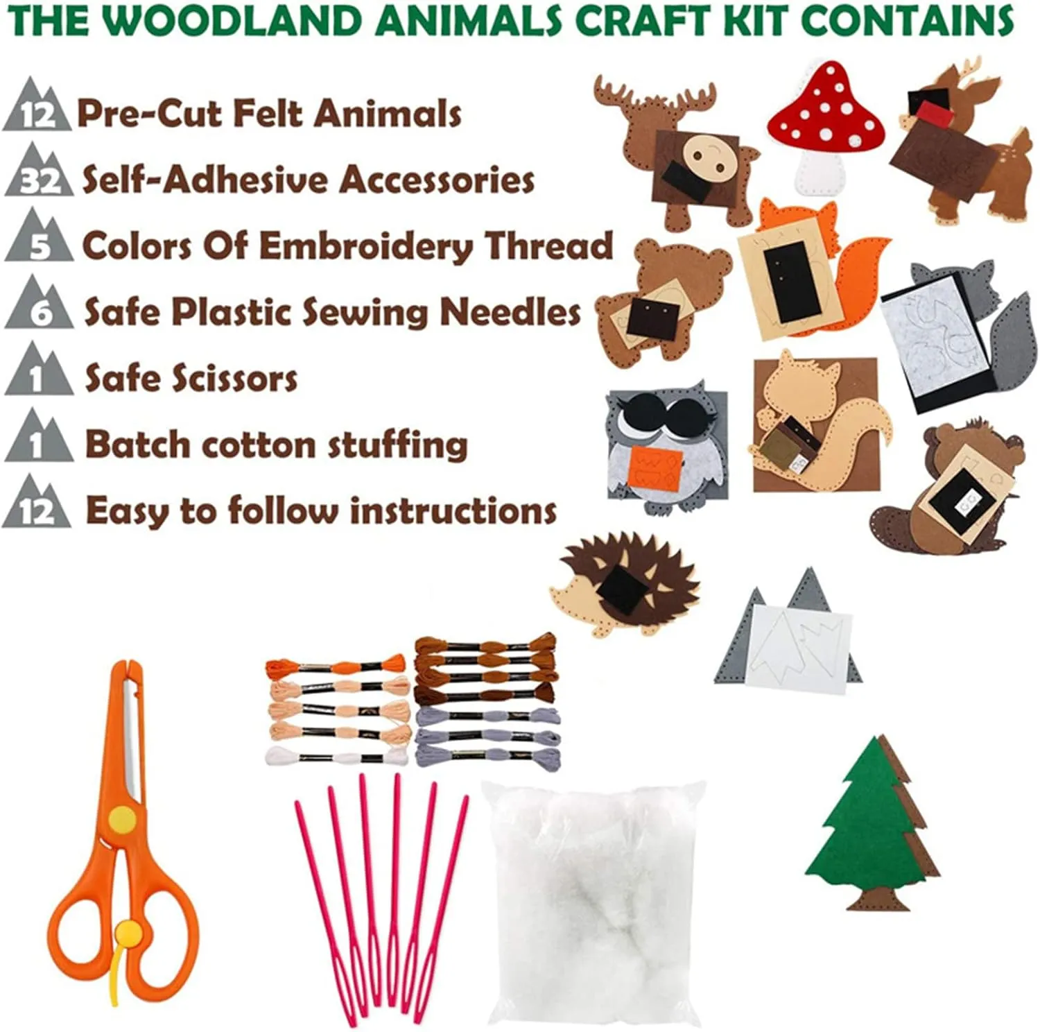 Craft Kit Felt Animals Children Birthday Gifts Educational Toys Stuffed Animals Set DIY Kits for Girls and Boys (A-Forest airflow reckon stain duke shortwave Series) MYHJL Kid Sewing 