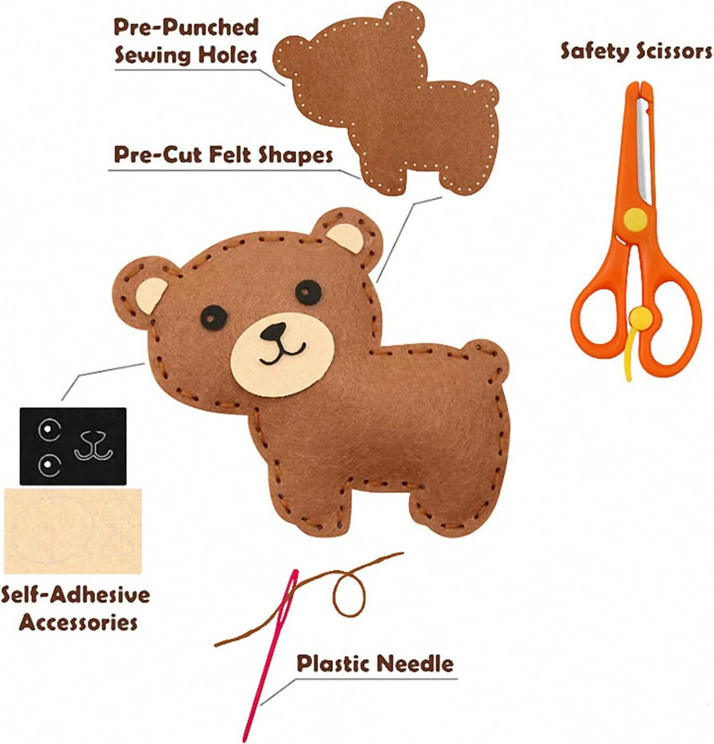 Craft Kit Felt Animals Children Birthday Gifts Educational Toys Stuffed Animals Set DIY Kits for Girls and Boys (A-Forest airflow reckon stain duke shortwave Series) MYHJL Kid Sewing 