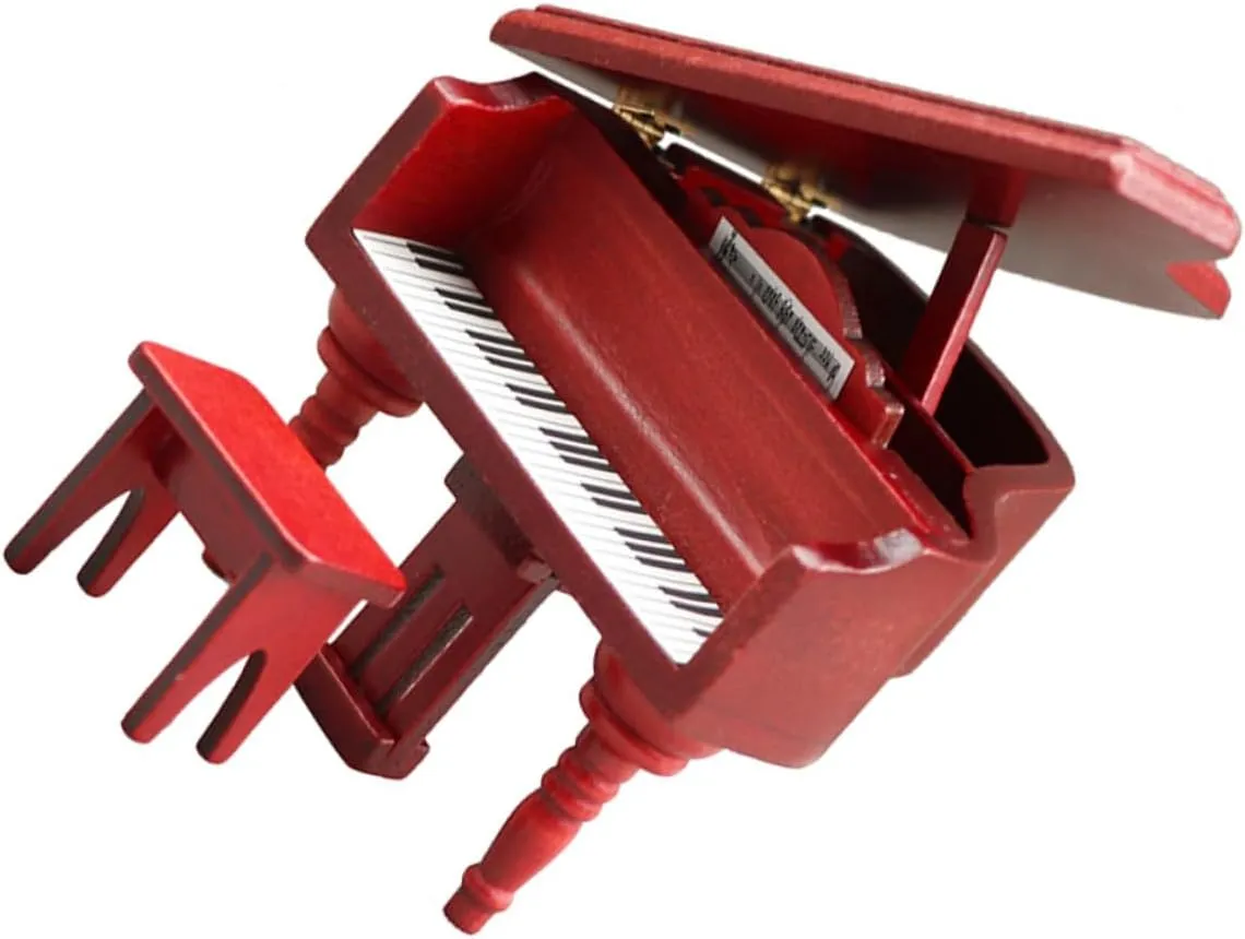 Creative Accessory for Dollhouse 1set Miniature conception Dollhouse Piano Model Music Stool Realistic Piano Toy for Home Decor and Photography 