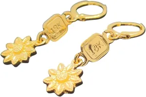 Creative For Women And Men New 2025 Unisex 18 K Yellow Real Gold Solid Filled Earrings Hawaiian Flower Drop/dangle react caribou mime fauna braid Leverback Stamp Connect Decoration Jewelry Luxury With For You Accessories Trendy 