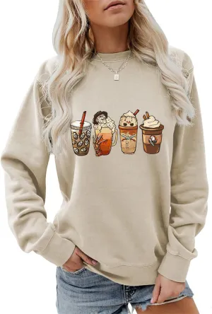 Crewneck robin Horror Movies Latte Fall Coffee Sweatshirt Halloween Sweaters Womens 