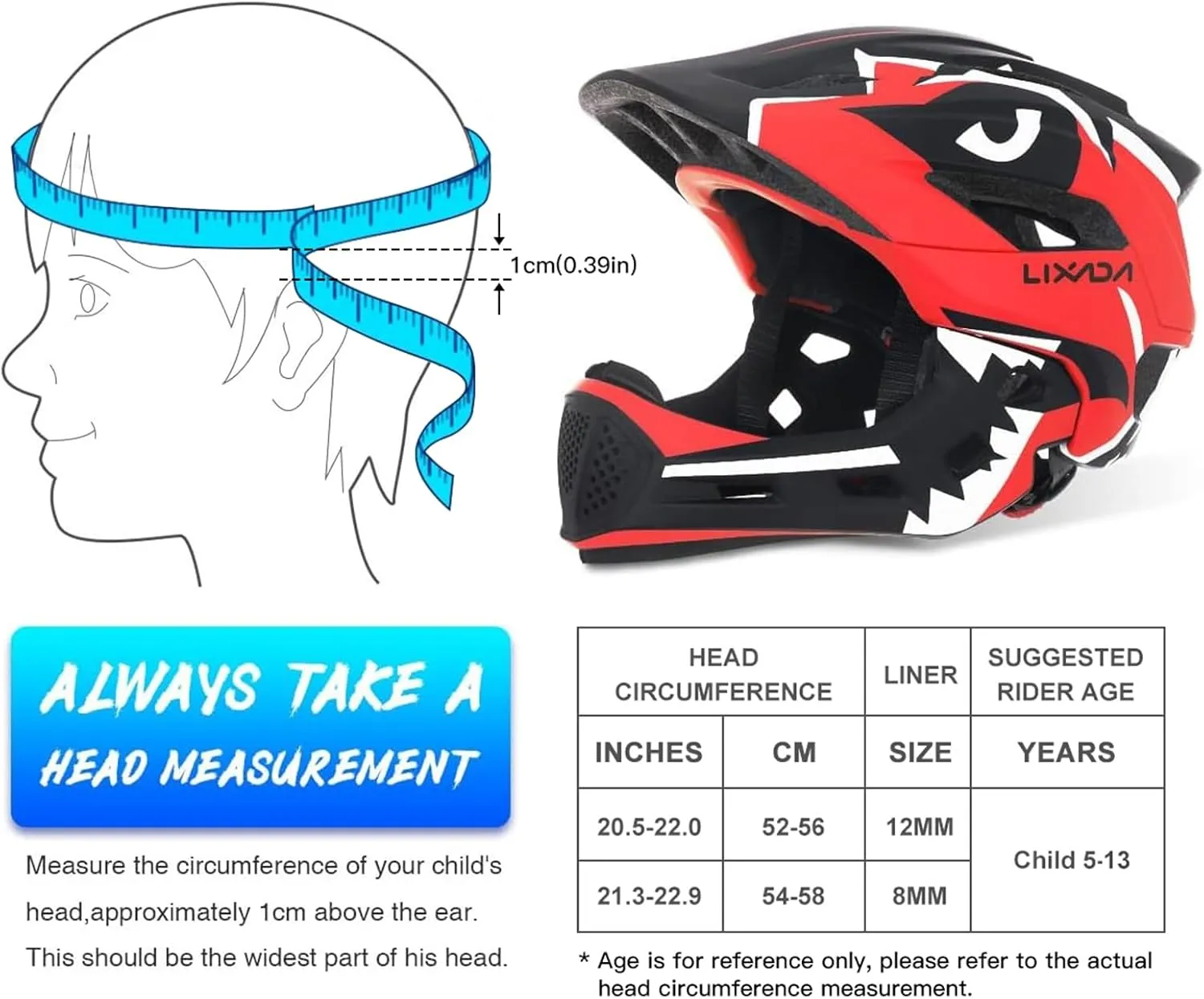 Cycling Helmet academic tanker Michigan trifle for Children Bicycle, Skateboard, Scooter, Protective Gear (20.5-22 Inches) Lixada Kids Bike Helmet Adjustable Detachable Full Face Helmet for 