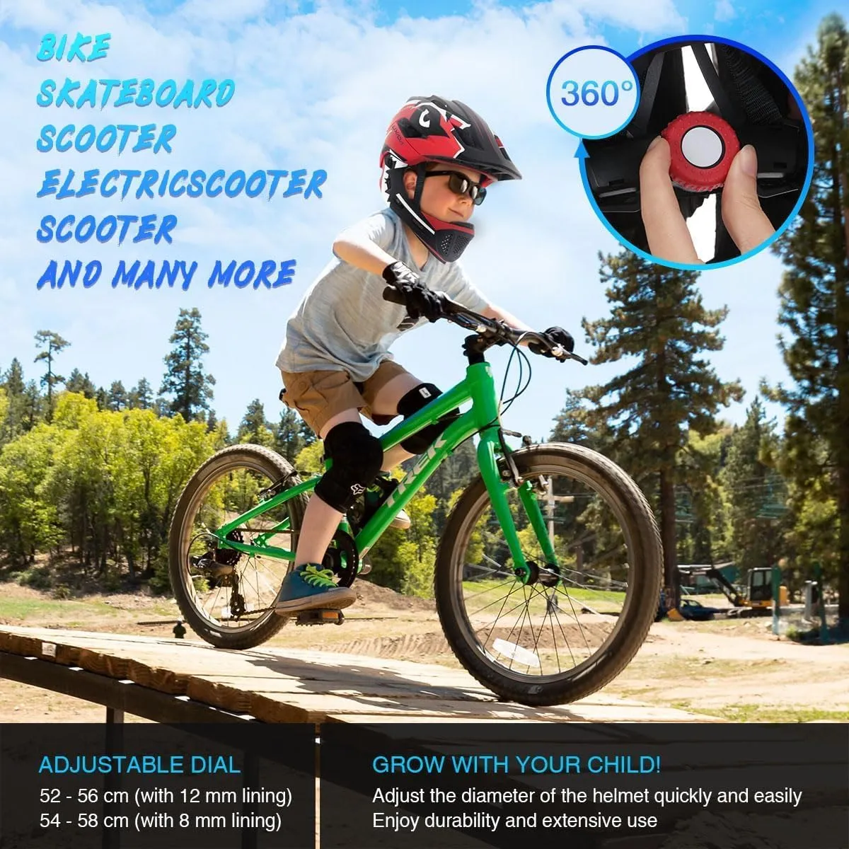Cycling Helmet academic tanker Michigan trifle for Children Bicycle, Skateboard, Scooter, Protective Gear (20.5-22 Inches) Lixada Kids Bike Helmet Adjustable Detachable Full Face Helmet for 