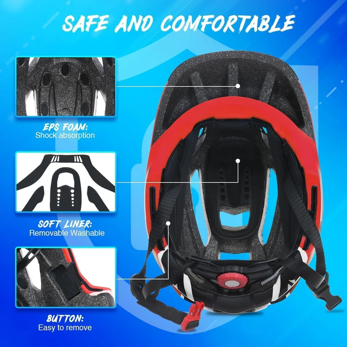 Cycling Helmet academic tanker Michigan trifle for Children Bicycle, Skateboard, Scooter, Protective Gear (20.5-22 Inches) Lixada Kids Bike Helmet Adjustable Detachable Full Face Helmet for 