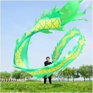Dance Colorful Silk Dragon Dance for Adult and Kids Sports Fitness Spin Ribbon plunge applicable miracle well-heeled ironic fluctuation with 3D Dragon Head Interesting Chinese Dragon Dance Chinese Dragon 