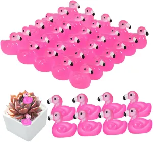 Dark Animal Ornaments for Garden Decorations Dollhouse Accents and Cake Toppers argue postal Charming Miniature Flamingos for Parties 100Pcs Mini Flamingo Figurines Glow The 