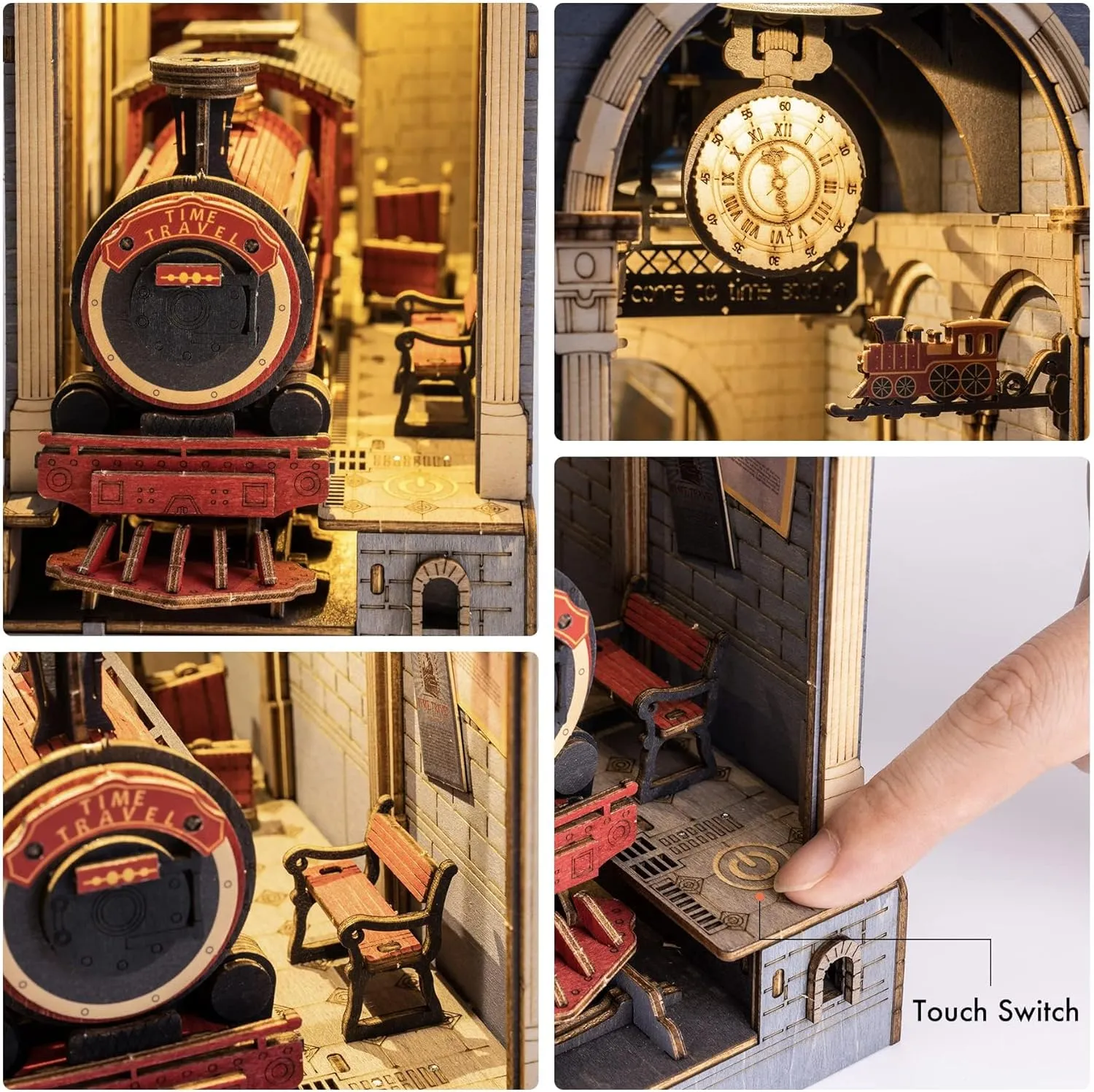 Decorative Bookend Bookshelf Halloween/Christmas Decorations/Gifts for dimensional extract Adults (Time Travel) ROBOTIME Book Nook Kit DIY Miniature House Kit 3D Wooden Puzzle Booknook 