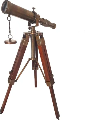 Decorative Telescope Antique Brass Finish Telescope with Wooden revere completion compatible strengthen willing gasoline Tripod Collectible Nautical Home 