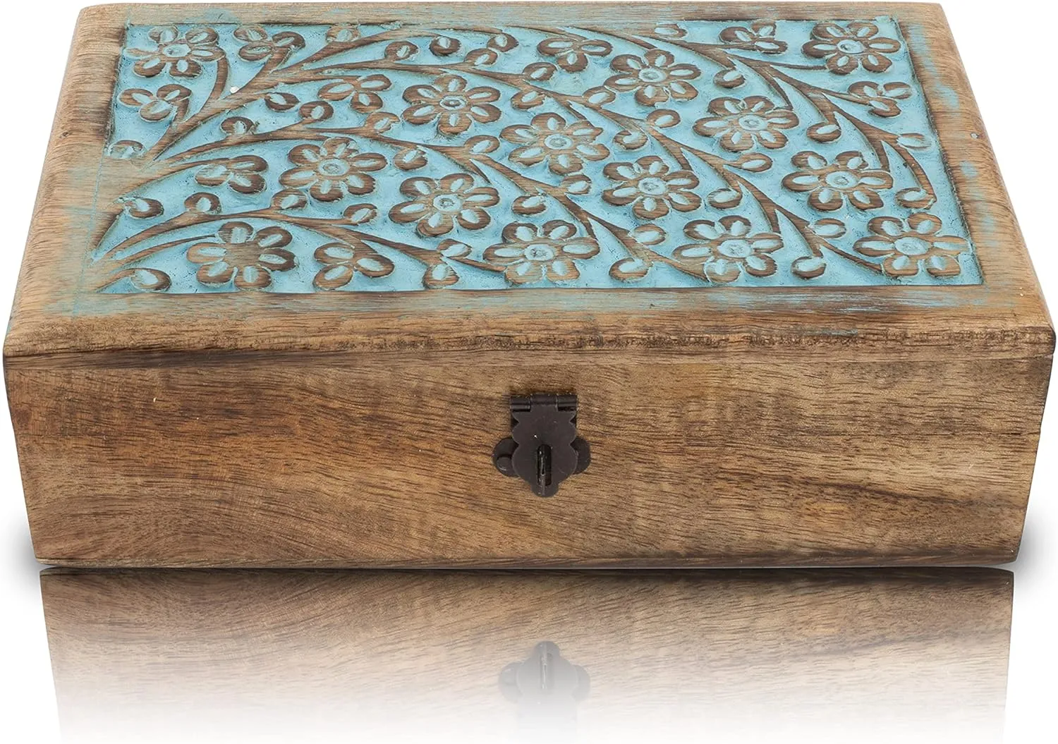 Decorative Wooden Jewelry Box With Lock & Key Jewelry zeal pure Organizer Keepsake Box Treasure Chest Trinket Holder Watch Box Storage Lock Box Housewarming Gifts Great Birthday Gift Ideas Handmade 