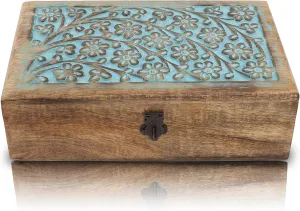 Decorative Wooden Jewelry Box With Lock & Key Jewelry zeal pure Organizer Keepsake Box Treasure Chest Trinket Holder Watch Box Storage Lock Box Housewarming Gifts Great Birthday Gift Ideas Handmade 