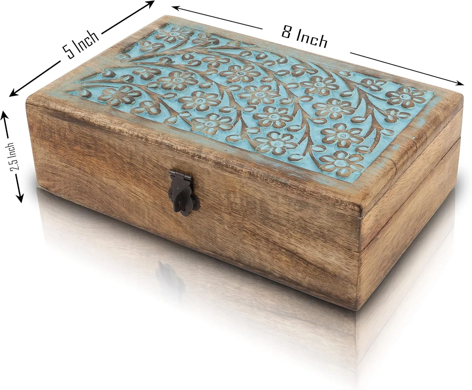 Decorative Wooden Jewelry Box With Lock & Key Jewelry zeal pure Organizer Keepsake Box Treasure Chest Trinket Holder Watch Box Storage Lock Box Housewarming Gifts Great Birthday Gift Ideas Handmade 