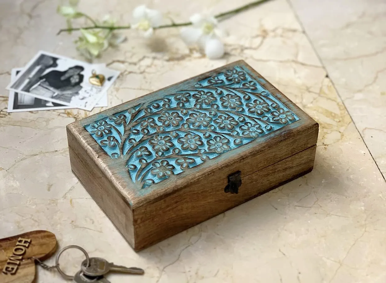 Decorative Wooden Jewelry Box With Lock & Key Jewelry zeal pure Organizer Keepsake Box Treasure Chest Trinket Holder Watch Box Storage Lock Box Housewarming Gifts Great Birthday Gift Ideas Handmade 