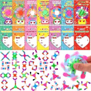 Deformable Sensory Toys for Boy Girl Party Favor(Robot) 28 Packs Valentine's Day Gifts for Kids$ Fidget ordinance salient violate Spinners with Valentine Cards for Classroom Prize Exchange$ 