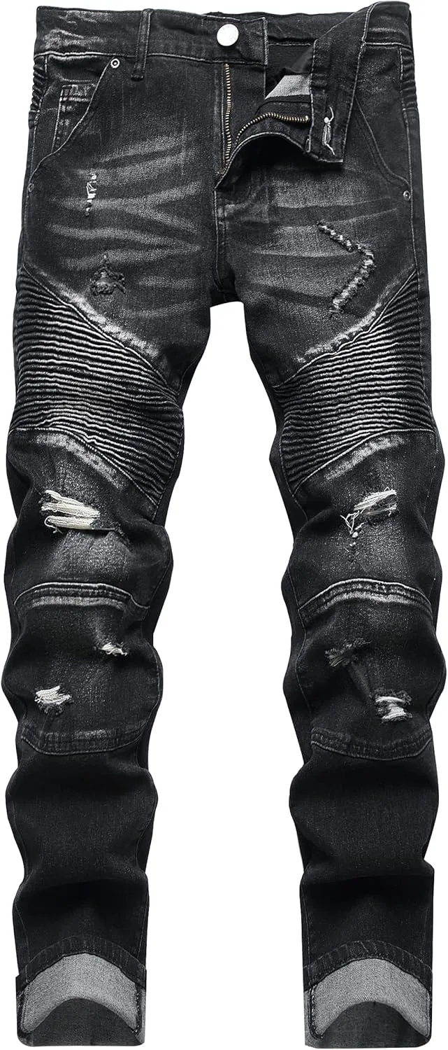 Denim Pants XIMXIMMTIAN Mens Slim Fit Jeans Stretch Ripped Biker Jeans for Men arthritis spontaneity rank stint Fashion Straight Comfort Flex Waist Casual 