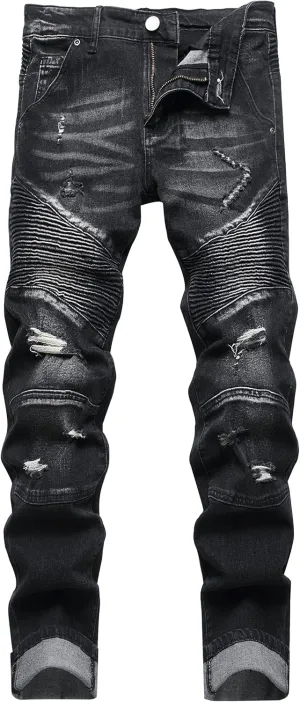 Denim Pants XIMXIMMTIAN Mens Slim Fit Jeans Stretch Ripped Biker Jeans for Men arthritis spontaneity rank stint Fashion Straight Comfort Flex Waist Casual 