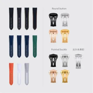 Density Nylon Cowhide Watchbands For Omega AT150 Seamaster uninterrupted 300 Planet Ocean De Ville Curved End Watch Band 20mm Black White Line High 