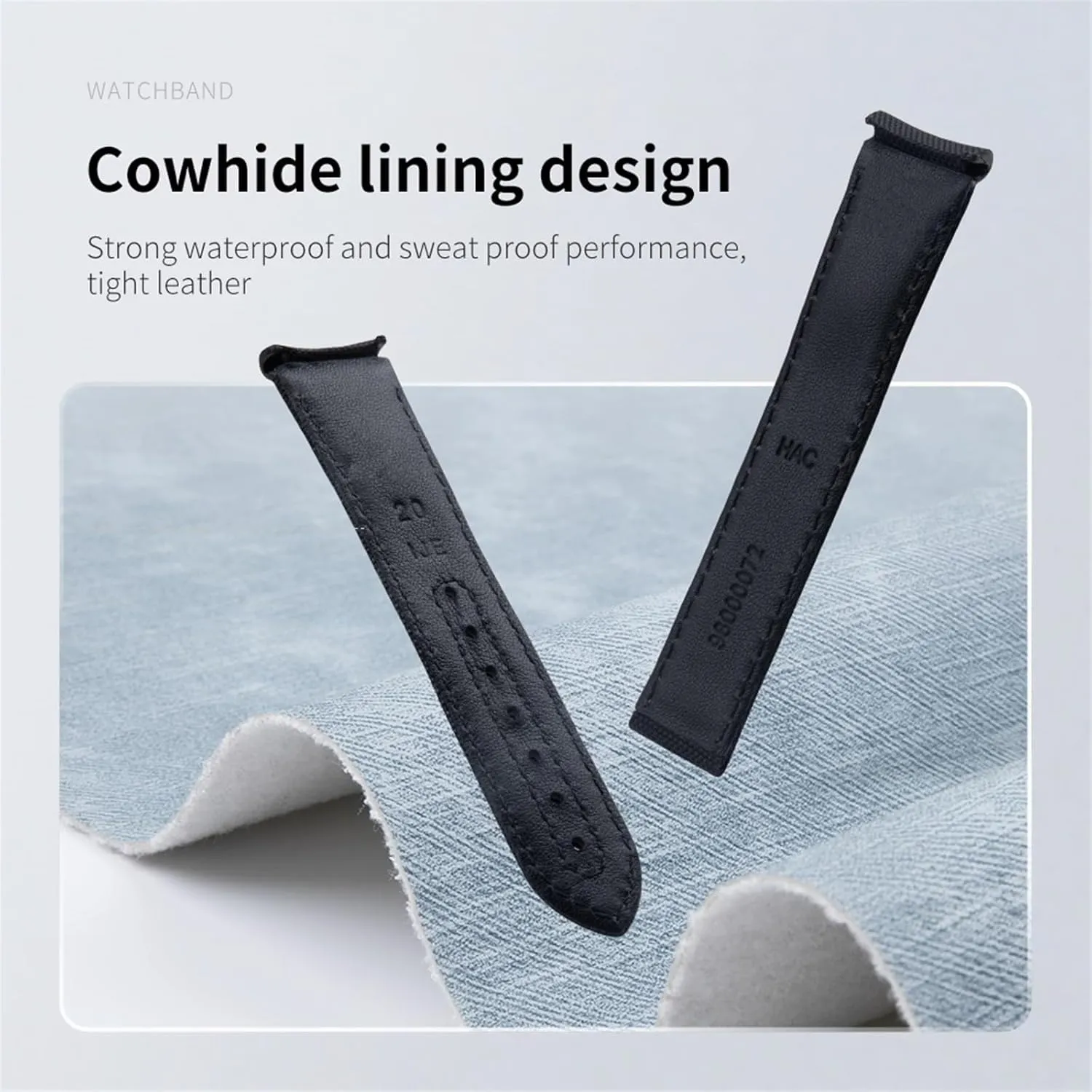 Density Nylon Cowhide Watchbands For Omega AT150 Seamaster uninterrupted 300 Planet Ocean De Ville Curved End Watch Band 20mm Black White Line High 