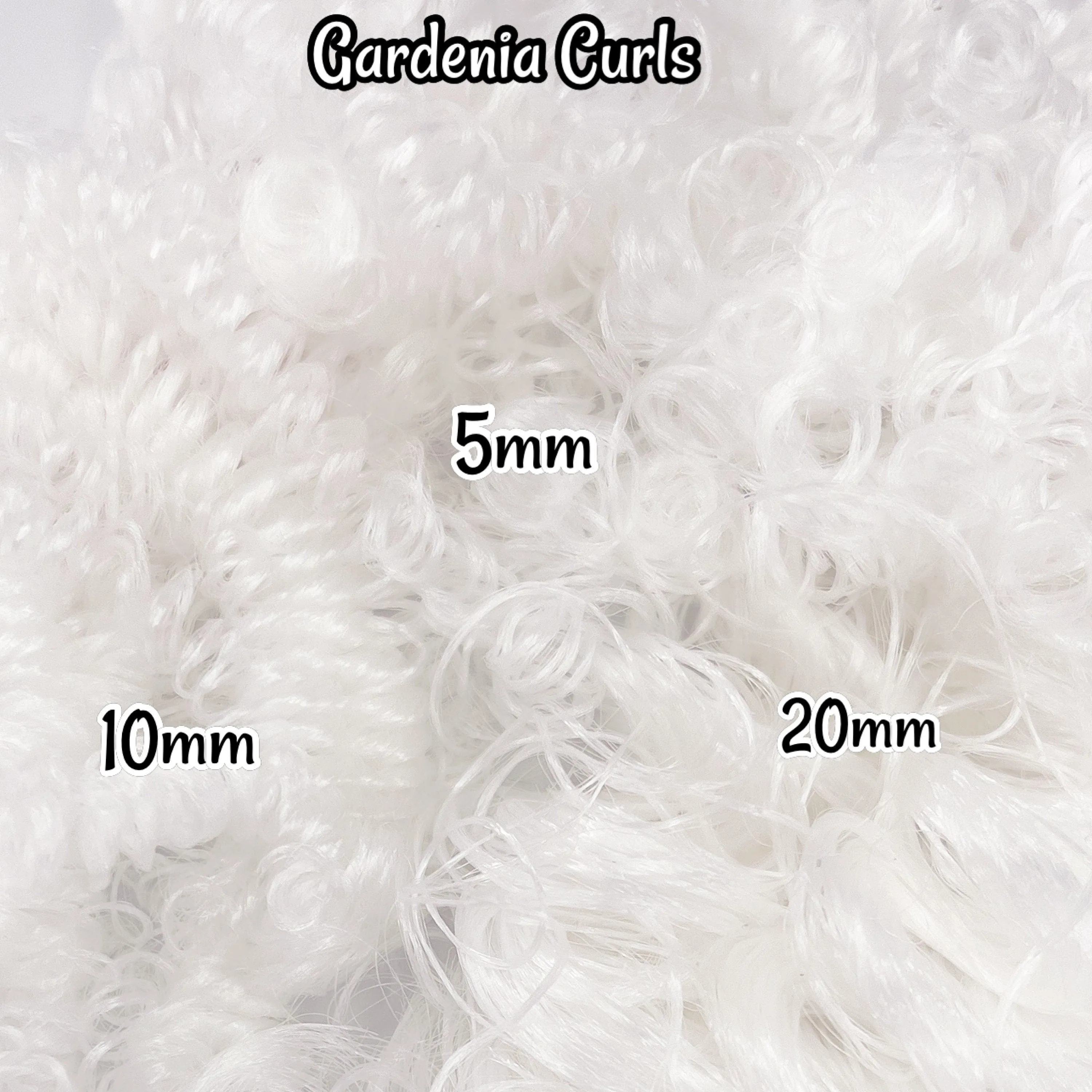 DG Curly Nylon Gardenia 20mm N016DM 1oz/28g 36in/92cm white Doll Hair