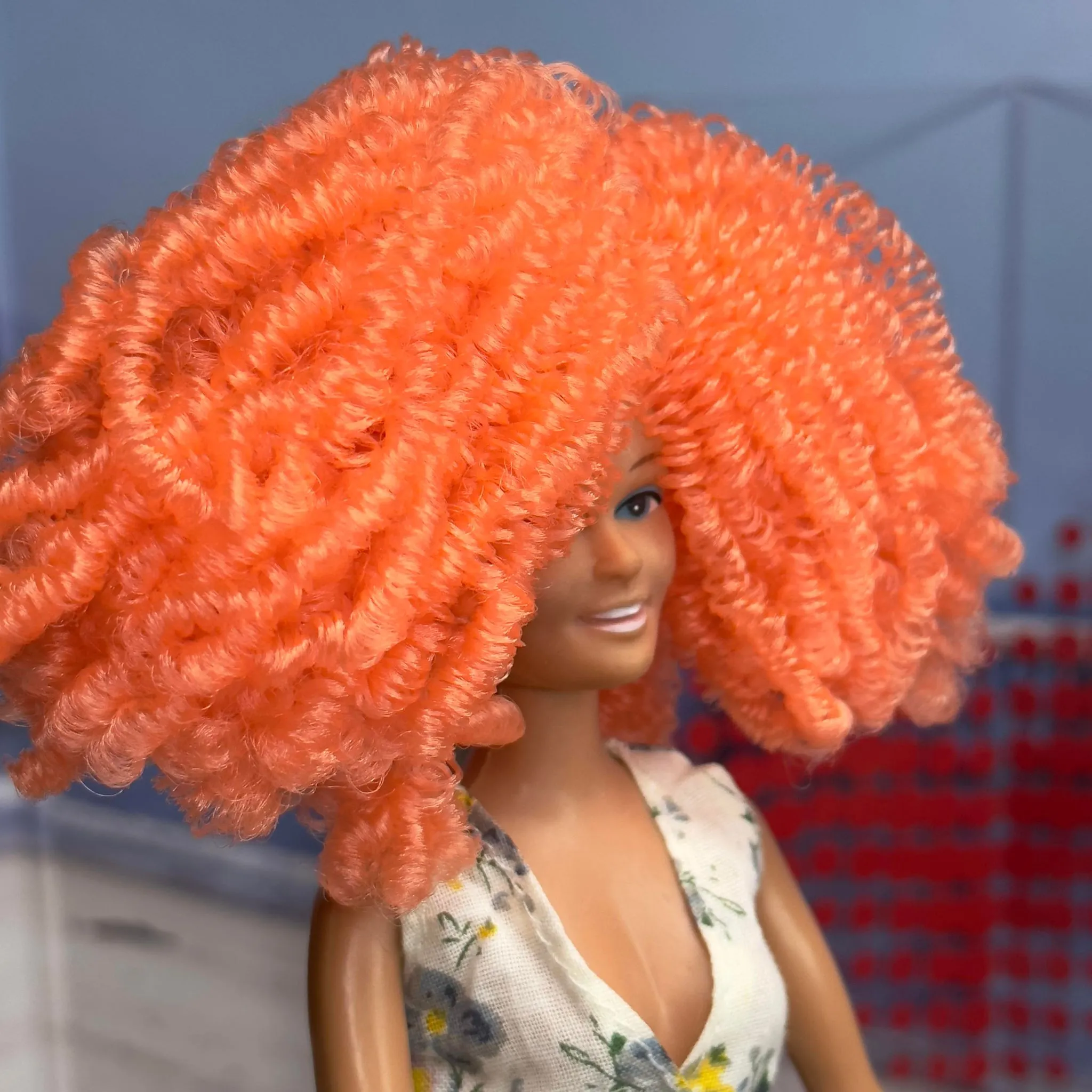 DG Curly Nylon Papaya N3070 3mm 1oz/28g 36in/92cm orange Doll Hair