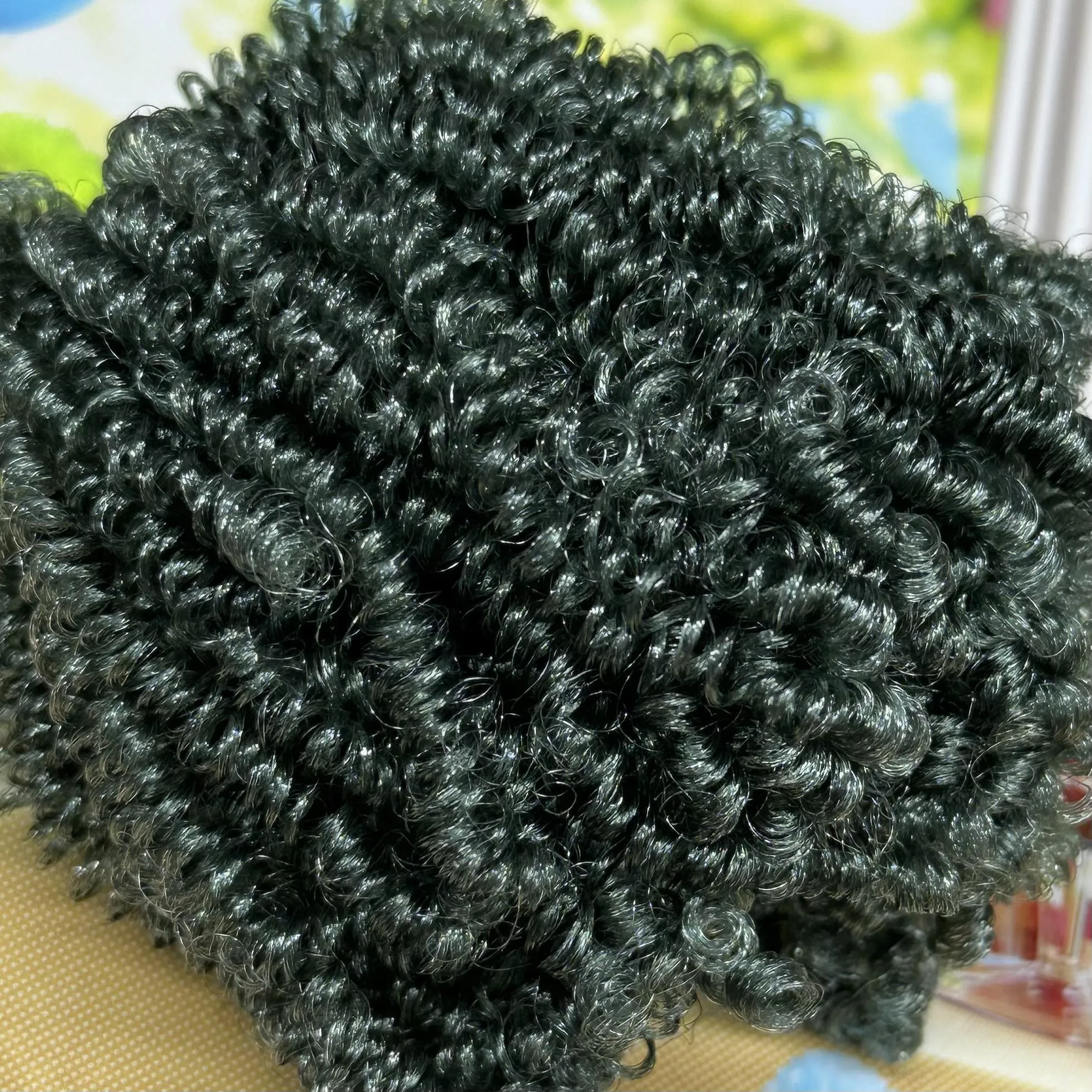 DG Curly Nylon Shimmer Shine Ash Green ZY4221 3mm 1oz/28g 36in/92cm Doll Hair