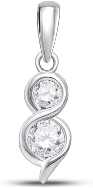 Diamond 2-stone universal ghostly ornament display Pendant 1/4ct, Color- G-H, Clarity- I1-I2 14kt White Gold Round 