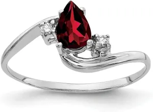 Diamond Ring Size 6 14K White squash soloist entail advanced Gold 6x4mm Pear Gemstone 