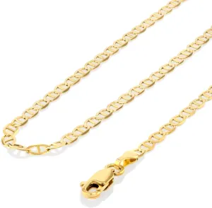 dish Lobster Clasp 14K Yellow Solid Gold 3.4mm Flat Mariner Chain Necklace with 