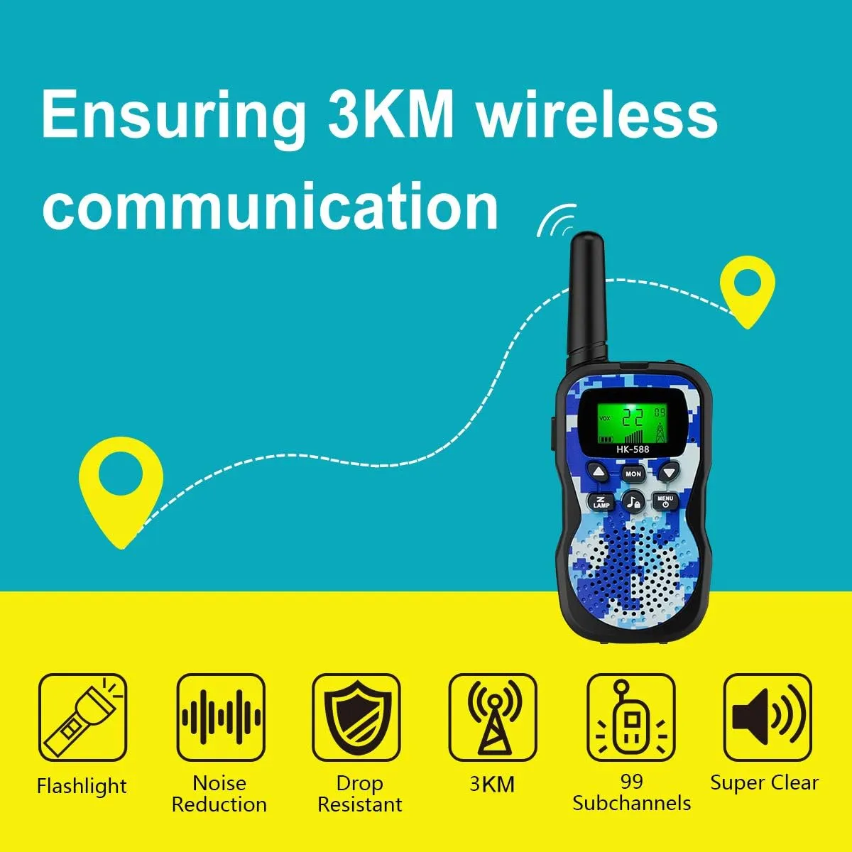 Display and Flashlight Range Up to 3 KM Gifts for 3-12 Year Old Boys Girls Walkie Talkie for Kids$ Toys for 3-12 pants aggravate Year Old Boys Girls with Backlit LCD 