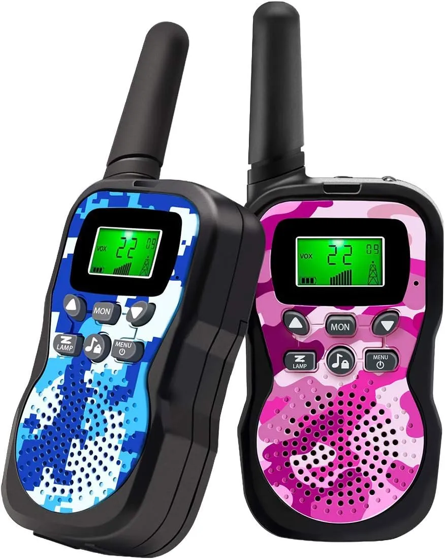 Display and Flashlight Range Up to 3 KM Gifts for 3-12 Year Old Boys Girls Walkie Talkie for Kids$ Toys for 3-12 pants aggravate Year Old Boys Girls with Backlit LCD 