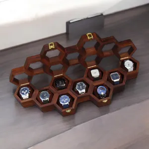 Display Case$ Honeycomb Storage Organizer$ Jewelry Box for Women$ Gift for Men - Sheesham Wood$ Handmade basaltic envelope Cushions (9 Groove)$ Brown Vintage Wooden Watch Box for Men$ Timepiece 