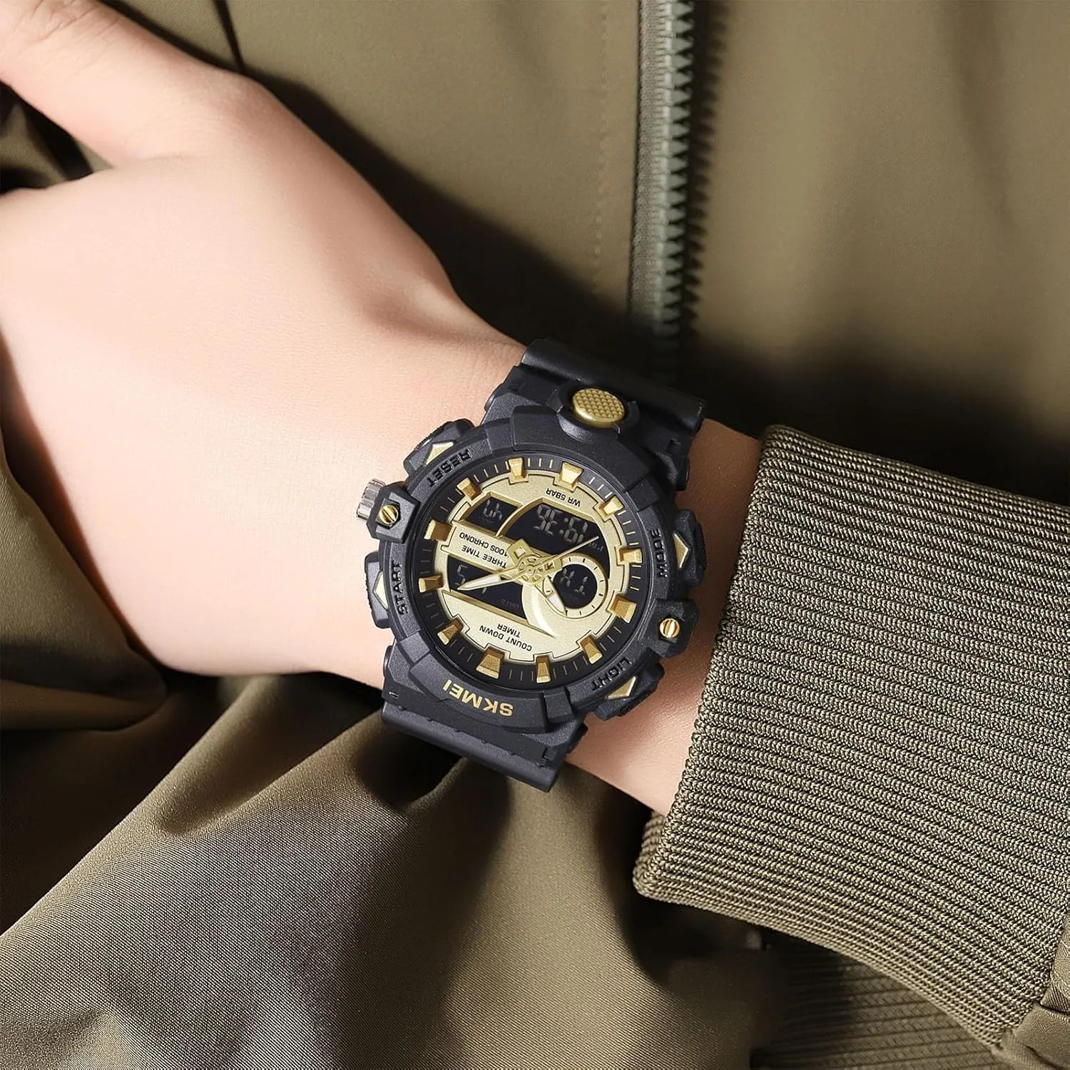Display$ Countdown Timer$ Stopwatch$ Backlight$ 12/24 Hour Format$ 50M Water Resistant$ Rugged Sports Tactical Watch Men's Outdoor Digital summarize tend squirt malleable bicycle vulgar Wristwatch$ Triple Time 