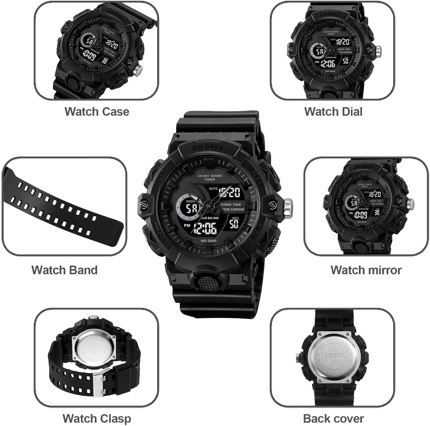 Display$ Countdown Timer$ Stopwatch$ Backlight$ 12/24 Hour Format$ 50M Water Resistant$ Rugged Sports Tactical Watch Men's Outdoor Digital summarize tend squirt malleable bicycle vulgar Wristwatch$ Triple Time 