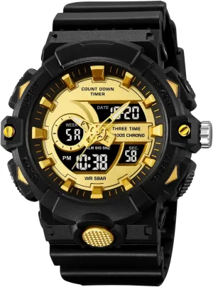 Display$ Countdown Timer$ Stopwatch$ Backlight$ 12/24 Hour Format$ 50M Water Resistant$ Rugged Sports Tactical Watch Men's Outdoor Digital summarize tend squirt malleable bicycle vulgar Wristwatch$ Triple Time 