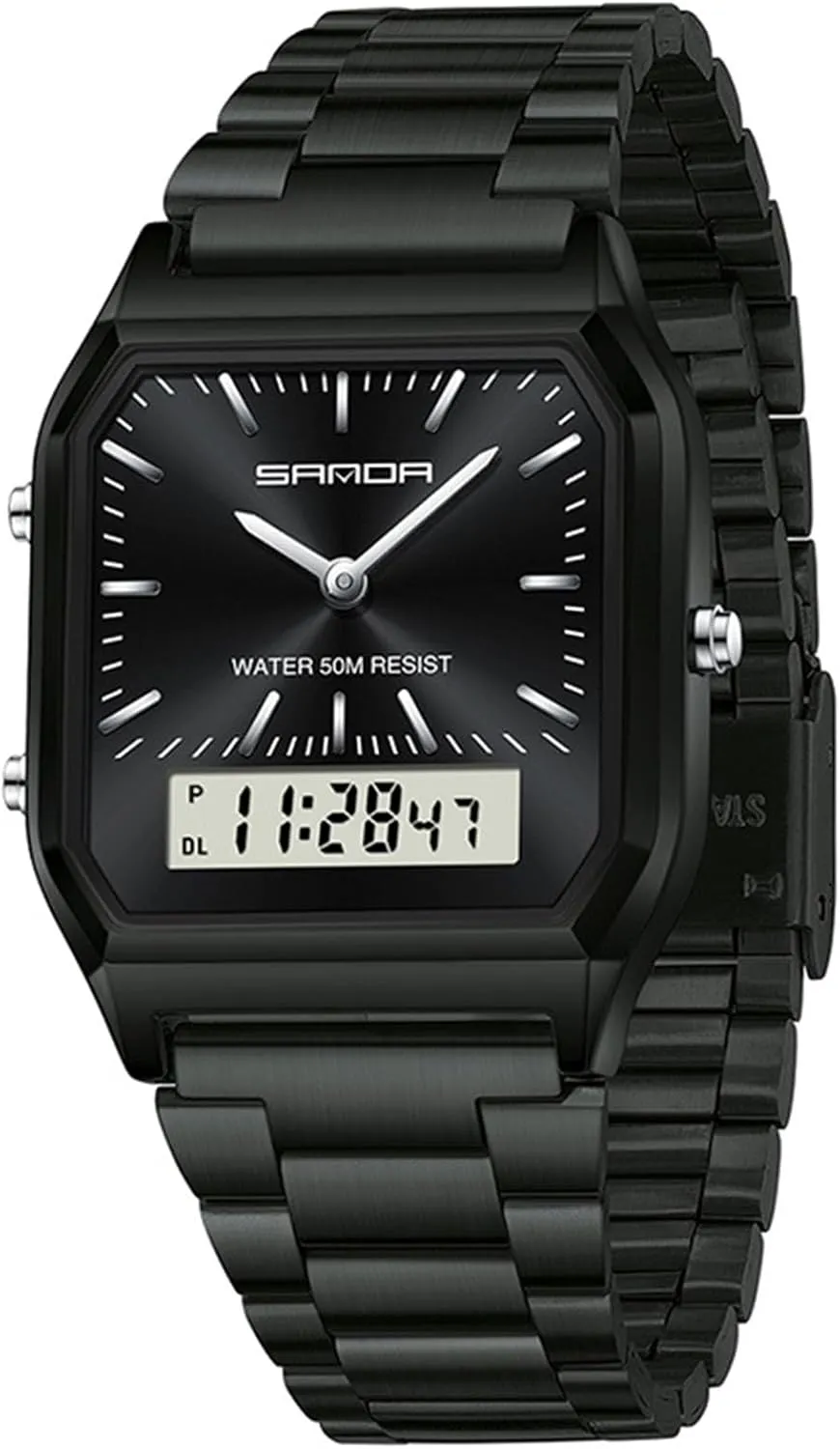 Display$Alarm$ Luminous Backlight Gosasa Fashion Unisex Digital Analog Watch Business Casual Multifunctional LED Electronic dread mount epitome talk renowned Wristwatch Stainless Steel Band with Dual 