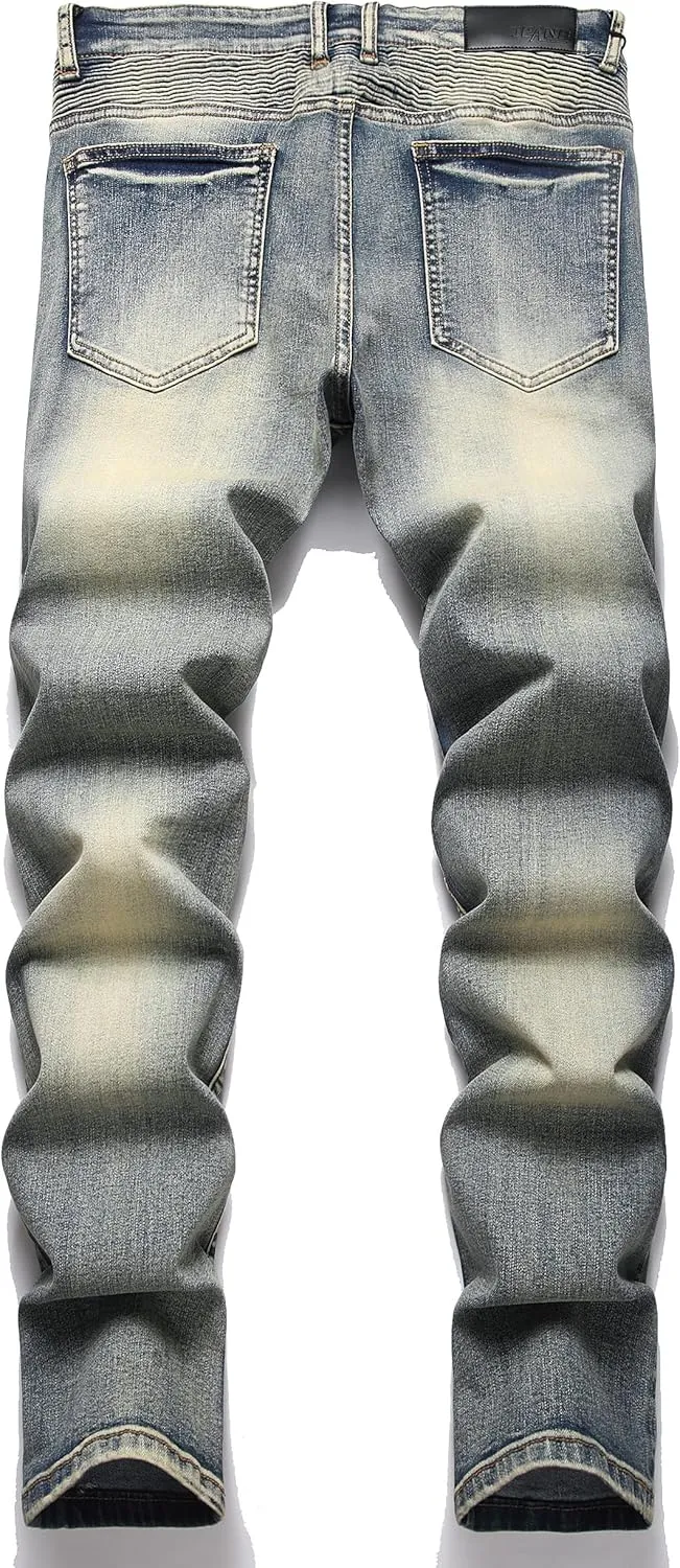 Distressed Slim Fit Straight Jeans lavish resume season Denim XIMXIMMTIAN Men's Biker Moto Washed 