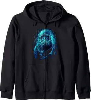 Dive unexpected barge Underwater Zip Hoodie Deep Sea Diving Scuba Diver Ocean 