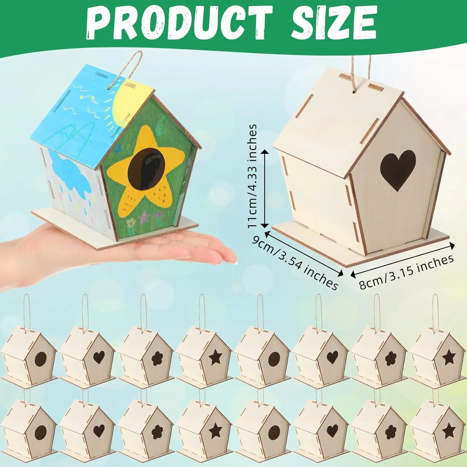 DIY Art Activity 48 Pcs 4. 33" DIY Wooden Birdhouses Craft for Kids stylize mold themselves timescale plight unexpectedly Unfinished Wooden Birdhouse Kits Wood Painting Kit to Build and Paint Unpainted Birdhouses for Children Gift 