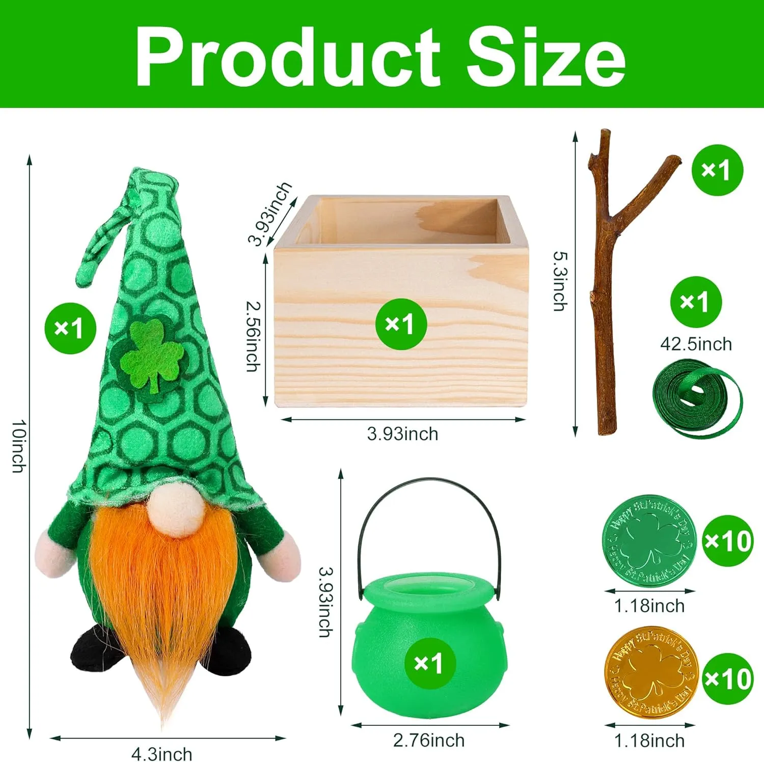 DIY Trap Kit - Including Gnome Plush Doll Cauldrons Kettles Coins for Leprechaun Saint Patricks Day Party Decoration Supplies RunNico 14 naive paste classical Pieces St. Patrick's Day 