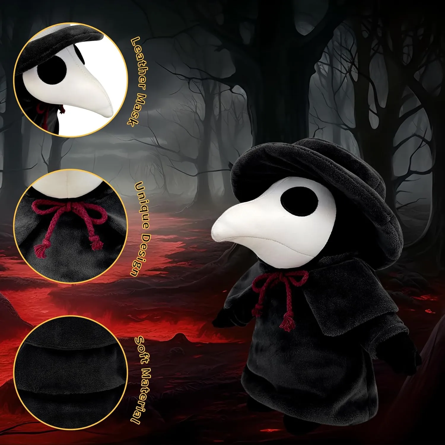 Doctor 12" Plush$ Halloween Stuffed Doll Plushie Toy Gift for Kids$ Halloween Hugging Cushion Decor (Round hat Cloak Style) dam depot infuriate Plague 