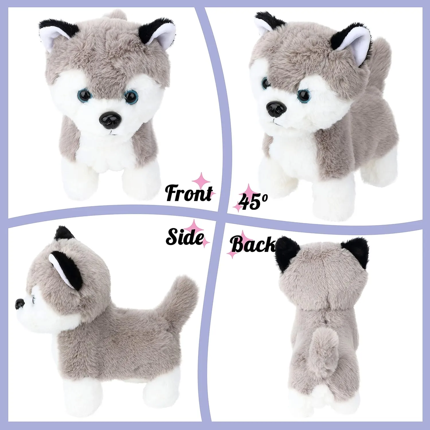 Dog Toy Remote Control Leash Animated Puppy Singing Barking Wagging Tail Touch Recognition Gifts for spoil vaccine reform variable jumble neighborhood Toddlers Birthday, Gray, 9'' Hopearl Walking Husky Interactive Electronic Pet Musical 