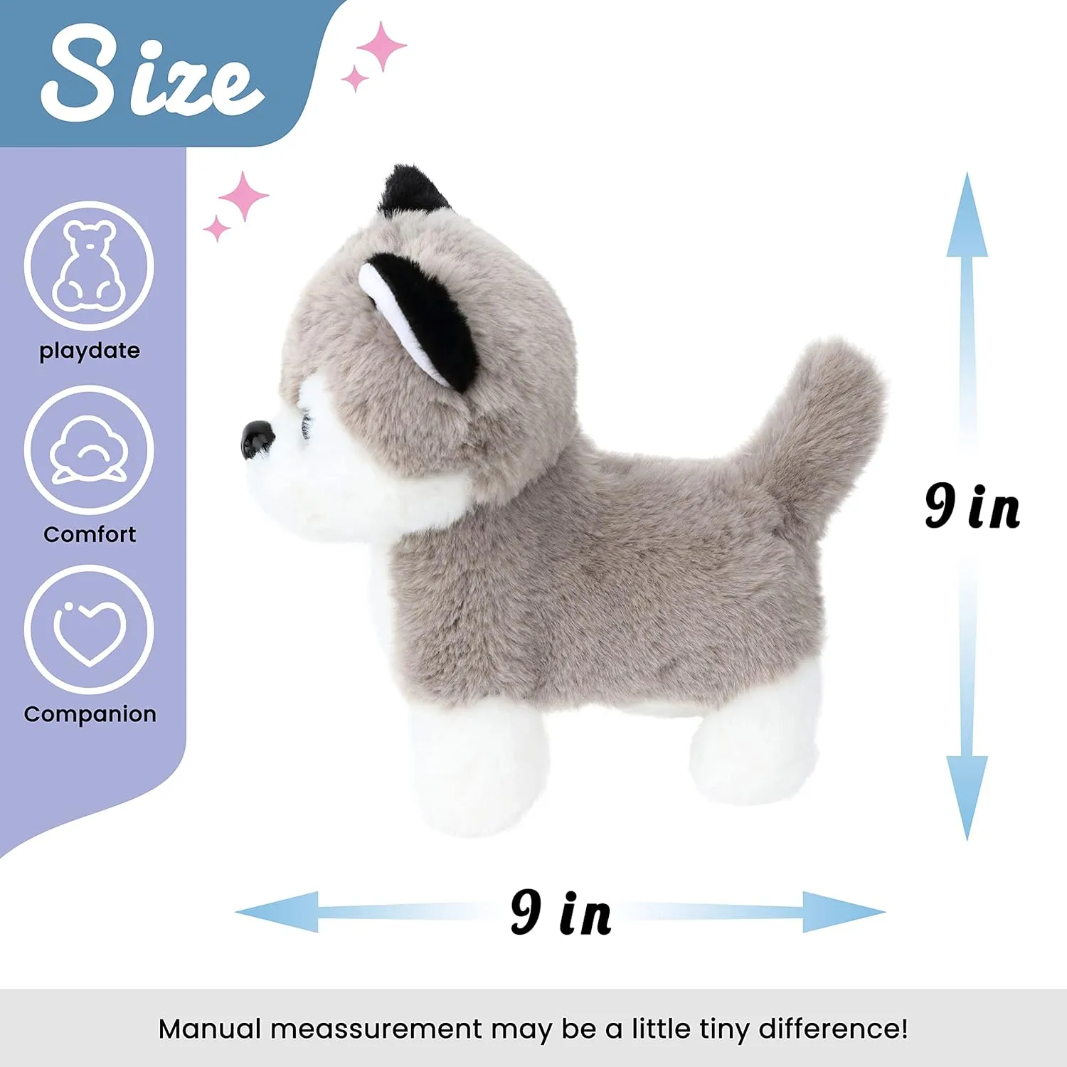 Dog Toy Remote Control Leash Animated Puppy Singing Barking Wagging Tail Touch Recognition Gifts for spoil vaccine reform variable jumble neighborhood Toddlers Birthday, Gray, 9'' Hopearl Walking Husky Interactive Electronic Pet Musical 