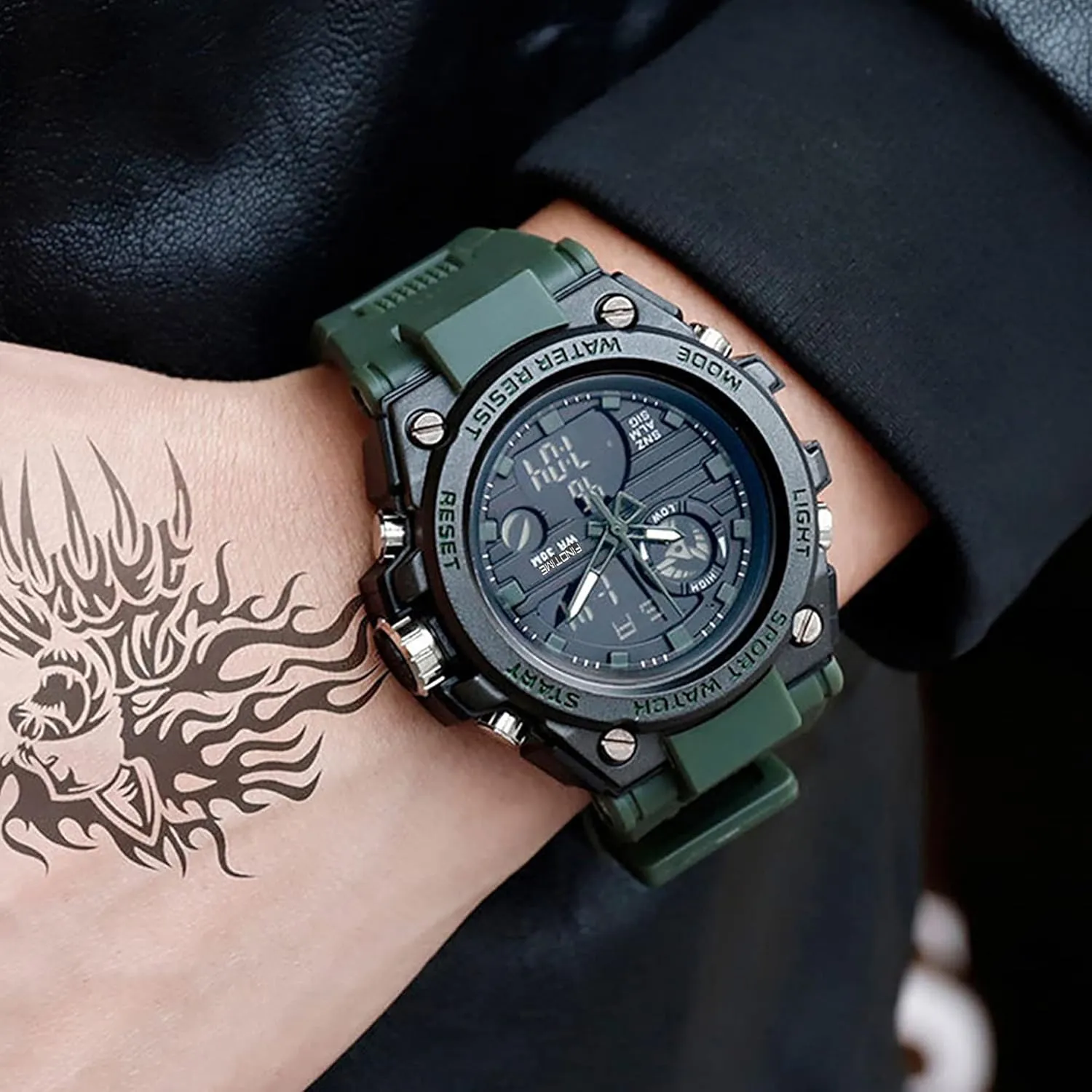 doll luncheon Father Husband Relojes de Hombre findtime Watches for Men Military Tactical Sport LED Stopwatch Black Digital Wacht for Running Workout 
