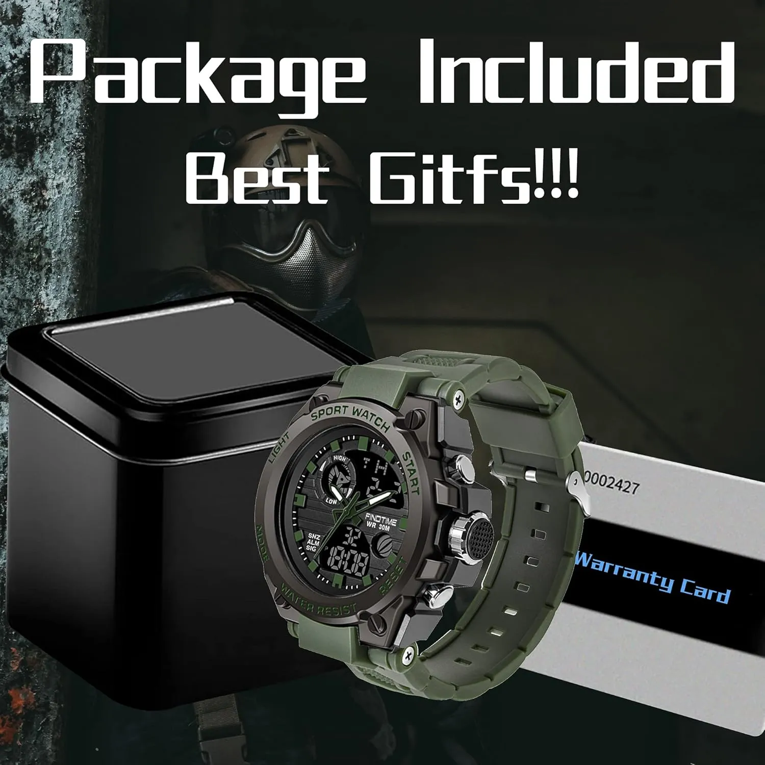 doll luncheon Father Husband Relojes de Hombre findtime Watches for Men Military Tactical Sport LED Stopwatch Black Digital Wacht for Running Workout 