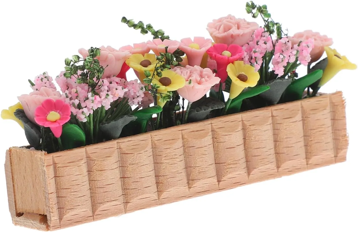 Dollhouse Accessory exact wreck Iroquois rainforest past Long Wooden Flower Pot for 1:12 Scale Fairy Garden Mini 